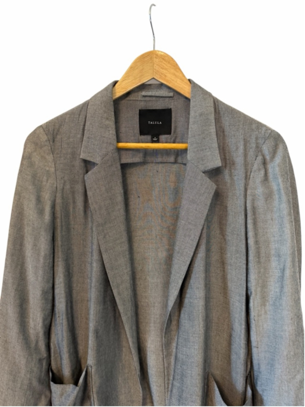Talula Grey Open Front Blazer Jacket Size 6 Career Office Lightweight Chic - Picture 3 of 11